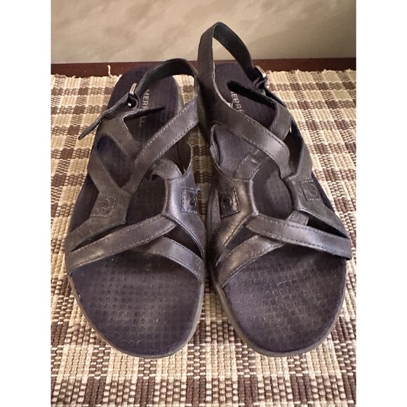 Merrell Womens Agave Navy Performance Sandals Size 7 Leather Strappy Adjustable - Picture 5 of 13